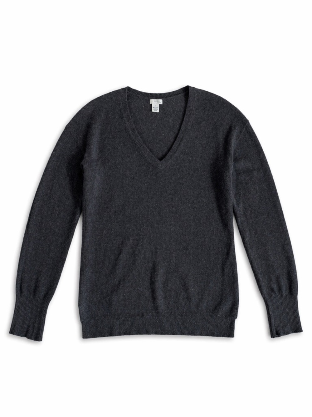 Halogen Cashmere V Neck Sweater Charcoal Gray Classic Soft Size Small